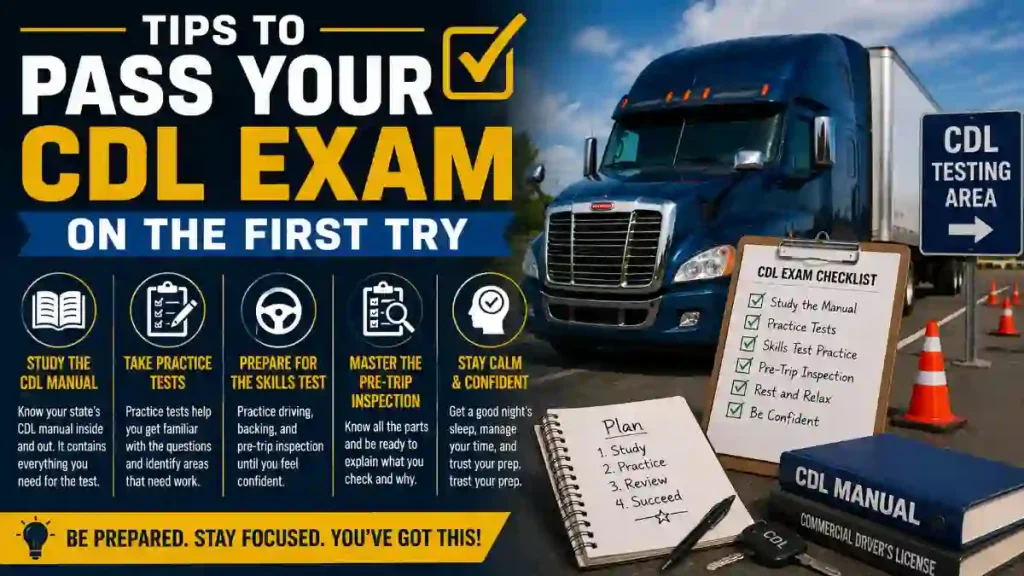 Tips to pass your CDL exam on the first try with study and practice tips