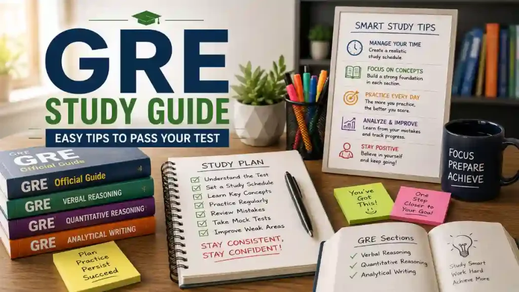 GRE study guide with study plan, prep books, and test preparation tips.