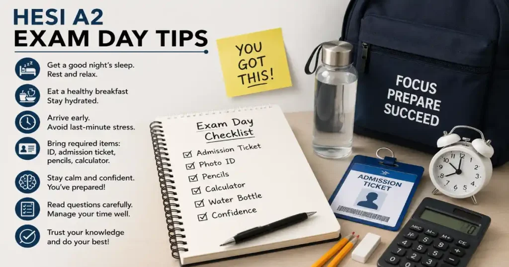 HESI A2 exam day checklist and preparation tips