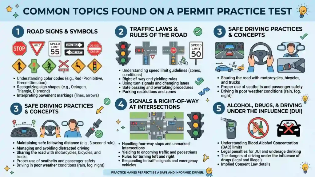 Common Topics Found on a Permit Practice Test