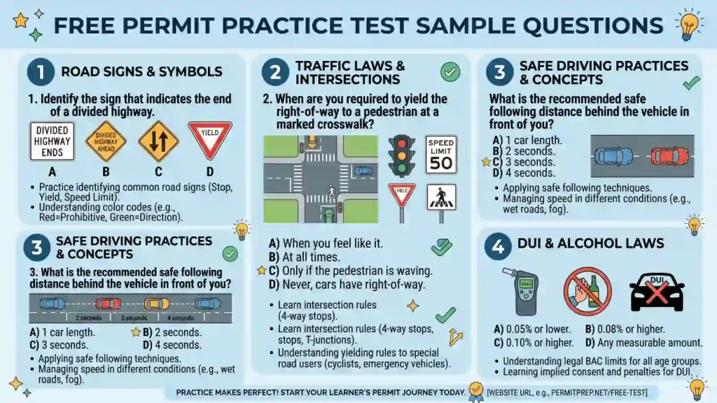 Free Permit Practice Test Sample Questions