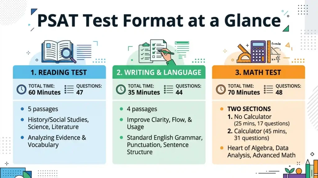 PSAT Test Format at a Glance